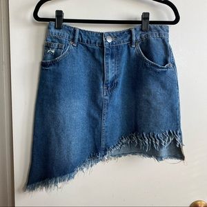 asymmetric denim skirt